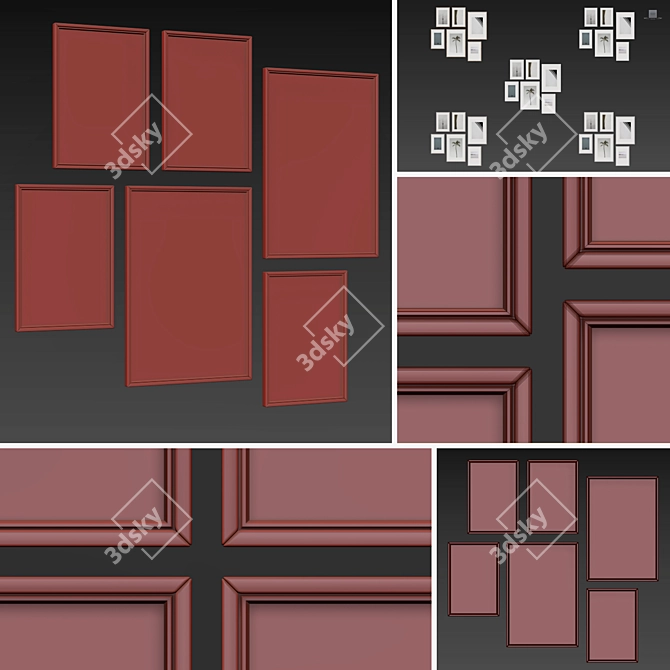 6-Piece Picture Frame Set with Multiple Textures & Sizes 3D model image 8