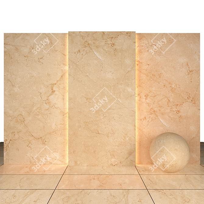 Cream Marble Texture: Glossy Slabs & Tiles 3D model image 1