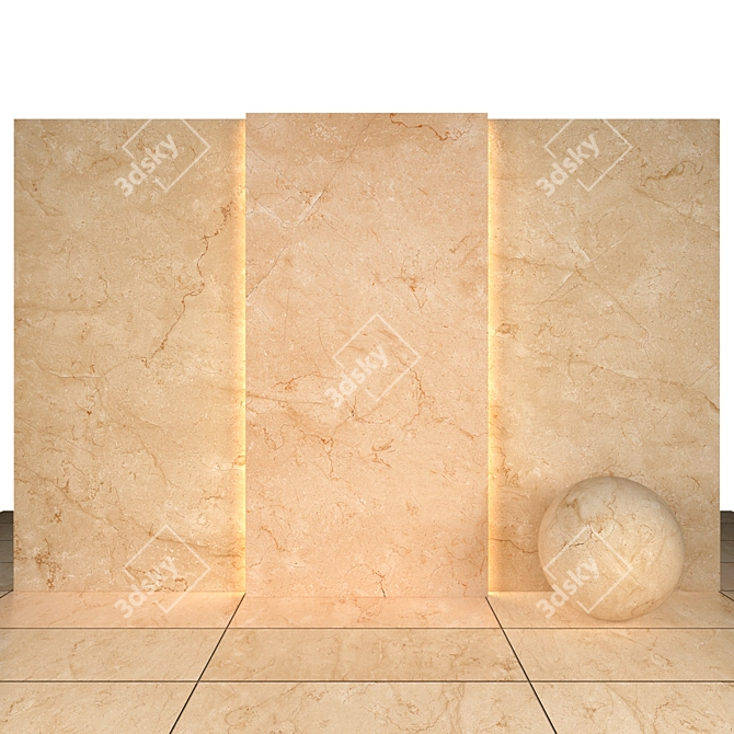 Cream Marble Texture: Glossy Slabs & Tiles 3D model image 2