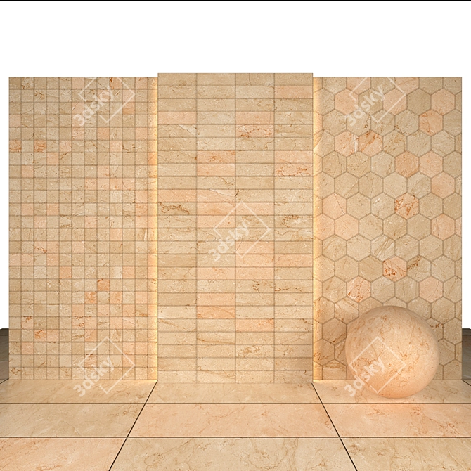 Cream Marble Texture: Glossy Slabs & Tiles 3D model image 3