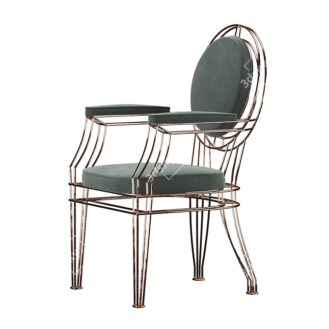 Elegant Rose Gold Velvet Chair 3D model image 1