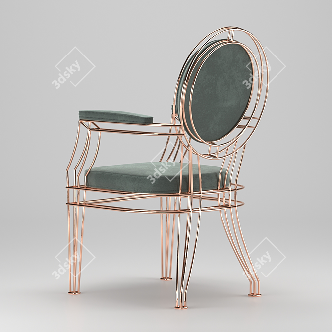 Elegant Rose Gold Velvet Chair 3D model image 3