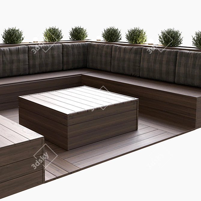 Outdoor Oasis: Designer Terrace with Corona Render 3D model image 2