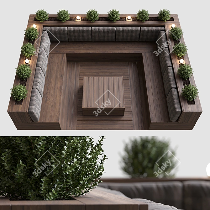 Outdoor Oasis: Designer Terrace with Corona Render 3D model image 3