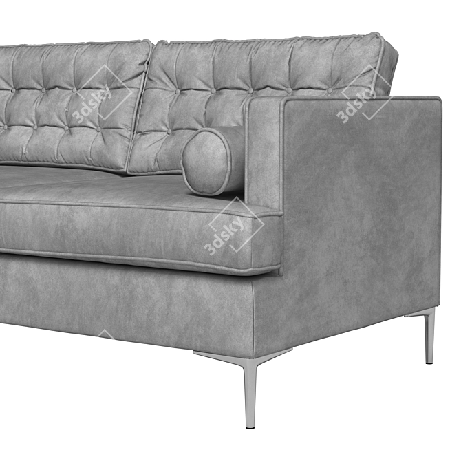 Elegant Gray Velvet Sofa 3D model image 3