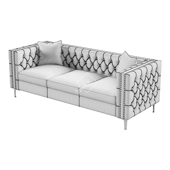 Luxury Leather Square Arm Sofa 3D model image 4