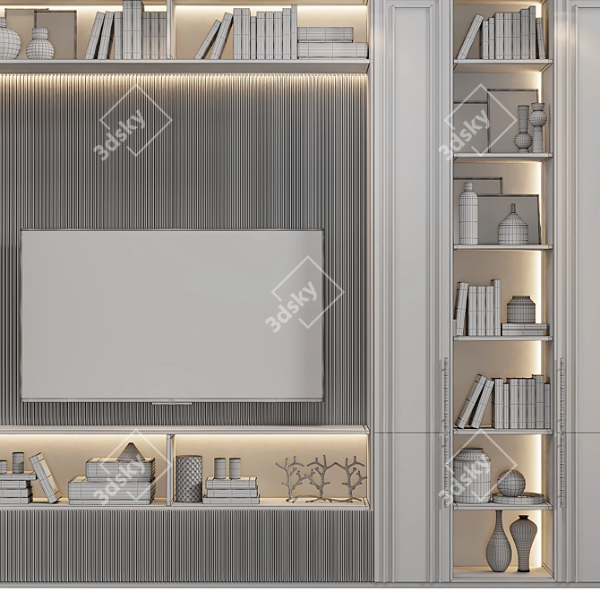 Elegant Neoclassical TV Wall 3D model image 4