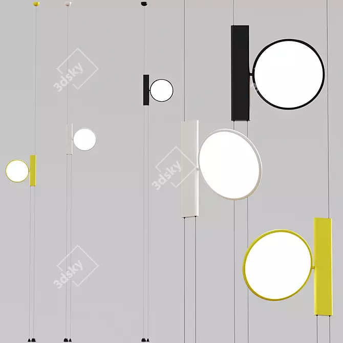 Modern Hanging Lamps: Black, White, Yellow 3D model image 1