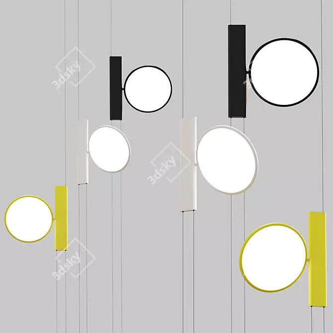 Modern Hanging Lamps: Black, White, Yellow 3D model image 2