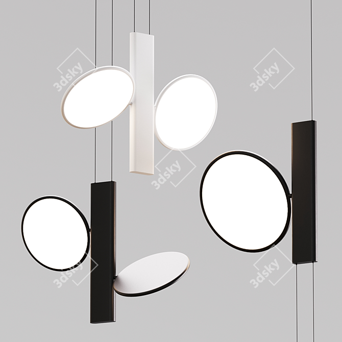 Modern Hanging Lamps: Black, White, Yellow 3D model image 4