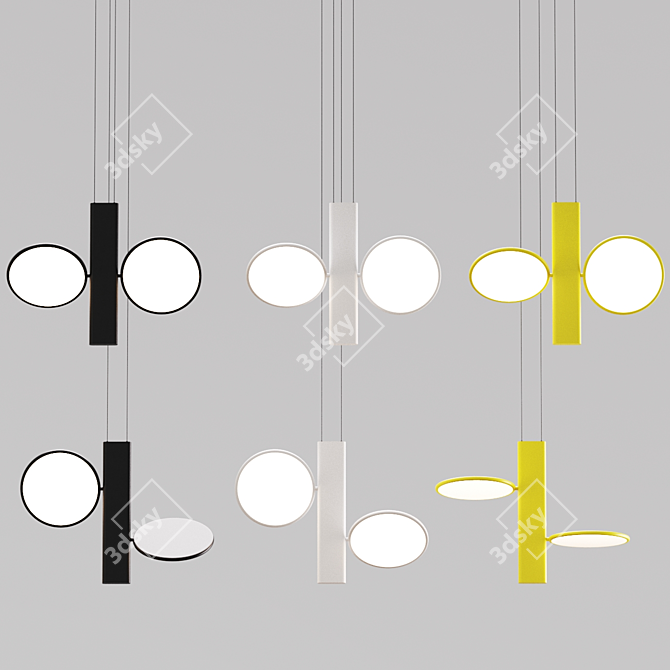 Modern Hanging Lamps: Black, White, Yellow 3D model image 5