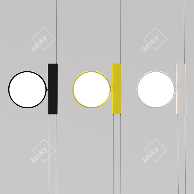 Modern Hanging Lamps: Black, White, Yellow 3D model image 7