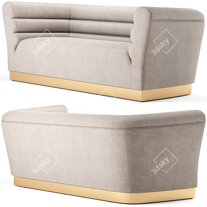 Luxurious Bellini Velvet Sofa 3D model image 4