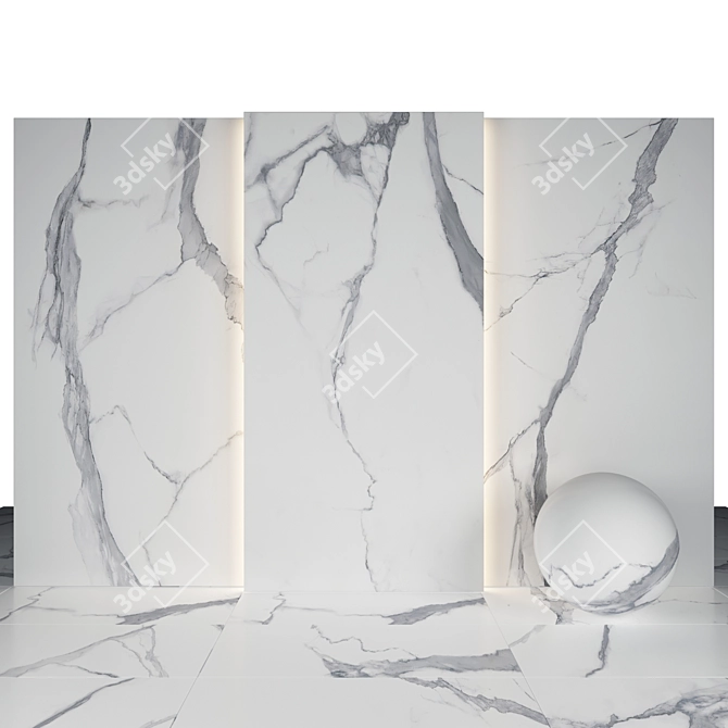 Elegant Statuario Marble Slabs 3D model image 2