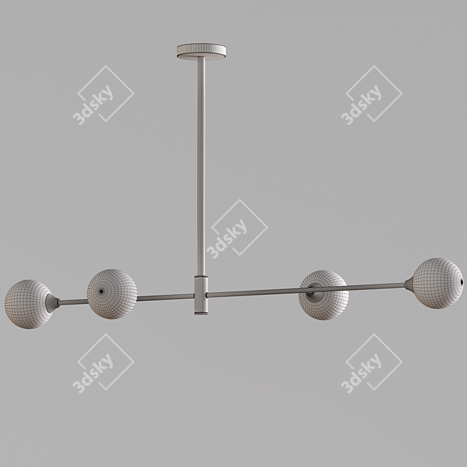 Scandinavian Glass Pendant Lamp | 4 Head | 100 cm 3D model image 3