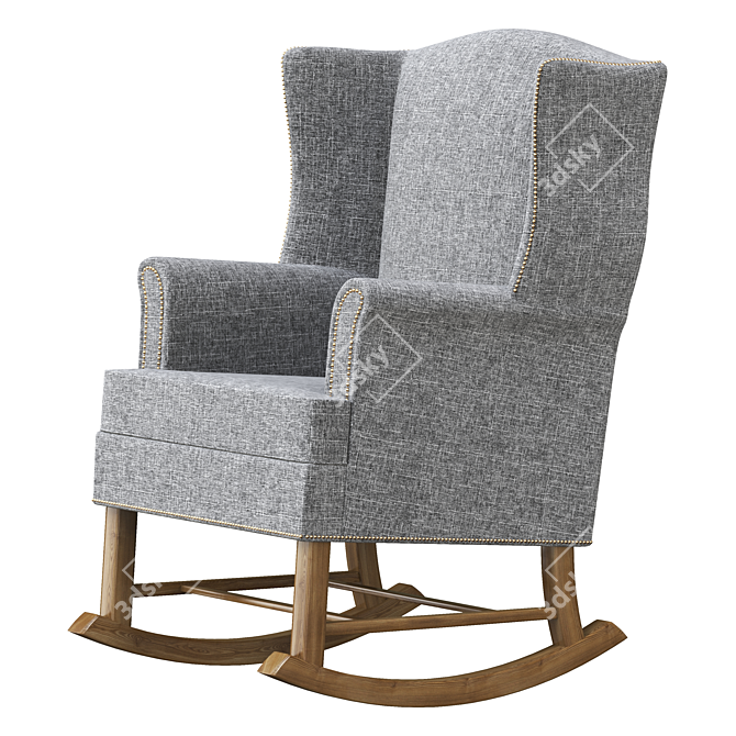 Gray Leather Rocking Chair 3D model image 3