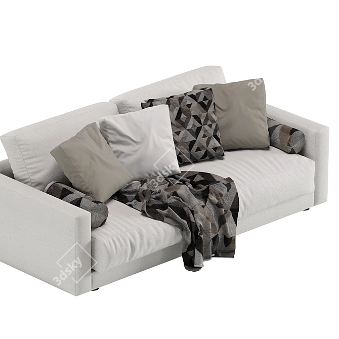 Luxurious Katarina Blanche Velvet Sofa 3D model image 2