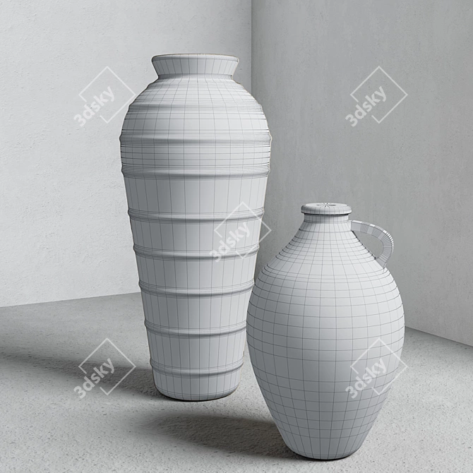 Concrete Vase Set 02 | 3DMax Corona & Vray 2015 | FBX 3DS OBJ 3D model image 4