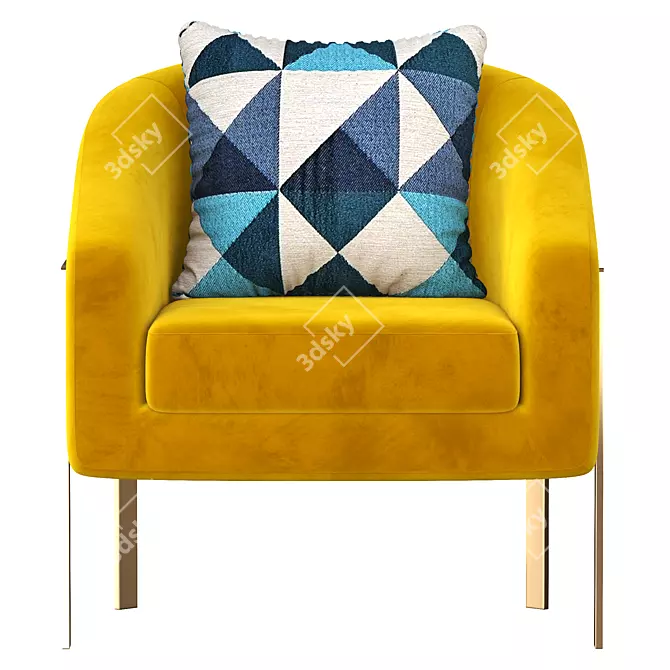 Gilded Cotton Linen Accent Chair 3D model image 2