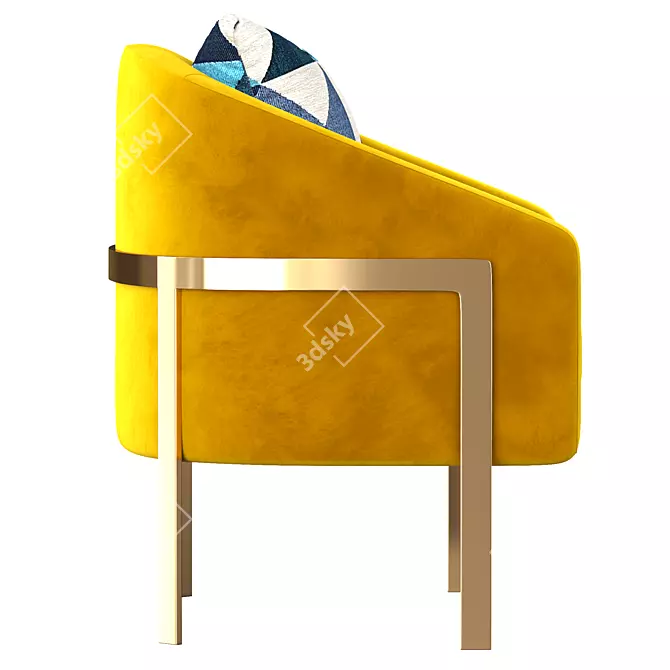 Gilded Cotton Linen Accent Chair 3D model image 3