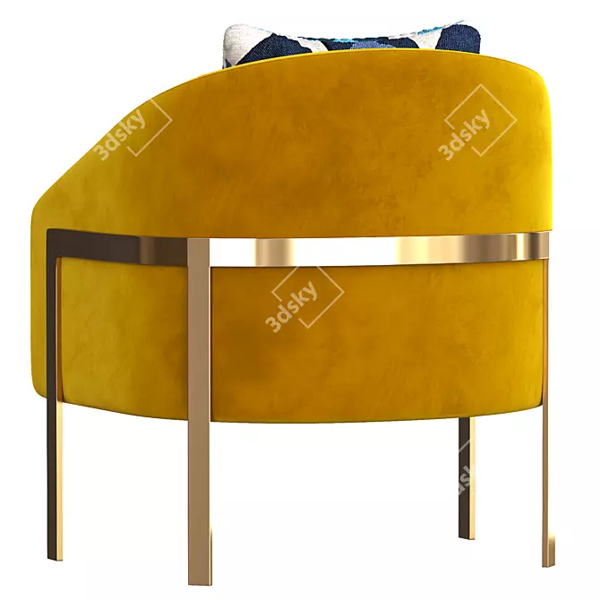 Gilded Cotton Linen Accent Chair 3D model image 4