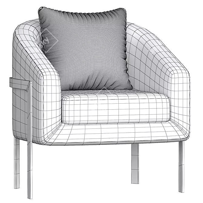 Gilded Cotton Linen Accent Chair 3D model image 5