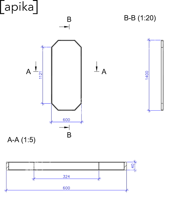 Unique Title: Apika Lines 001L Brass Framed Mirror with LED Lighting 3D model image 5