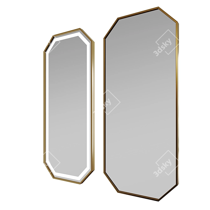 Unique Title: Apika Lines 001L Brass Framed Mirror with LED Lighting 3D model image 7