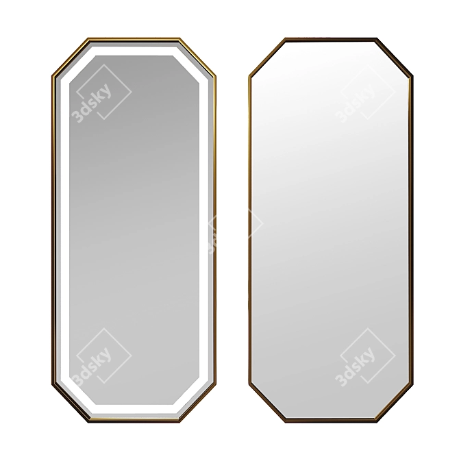 Unique Title: Apika Lines 001L Brass Framed Mirror with LED Lighting 3D model image 8