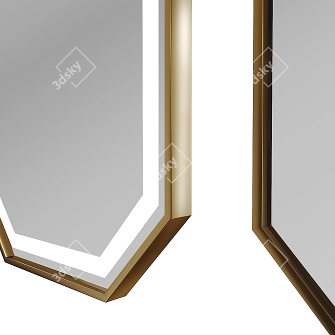 Unique Title: Apika Lines 001L Brass Framed Mirror with LED Lighting 3D model image 9