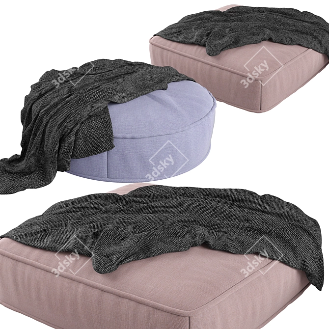 Versatile Floor Pouf Ottoman 3D model image 1