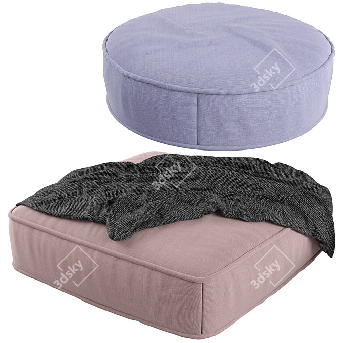 Versatile Floor Pouf Ottoman 3D model image 6