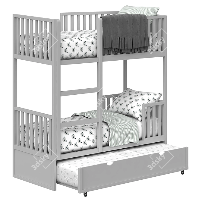 Stylish Benliche Bunk Bed | Space-Saving Design 3D model image 1