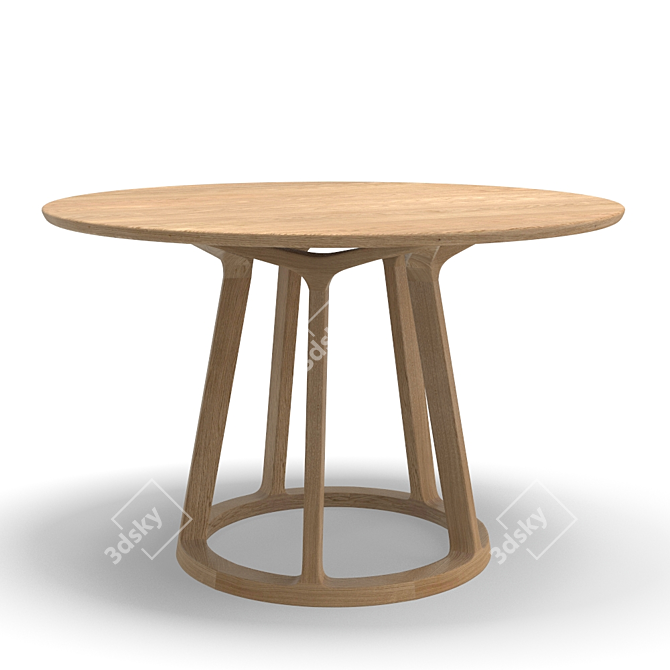 Artisan Round Wood Dining Table 3D model image 1