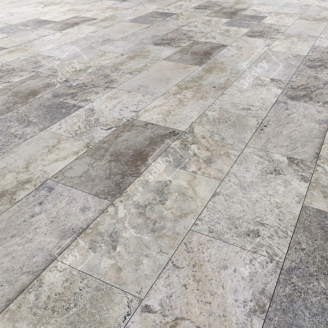 Travertine Tile: High-Quality Material & Textures 3D model image 1