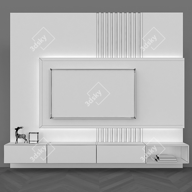 Modern TV Wall Unit 55" - Sleek Entertainment Center 3D model image 4