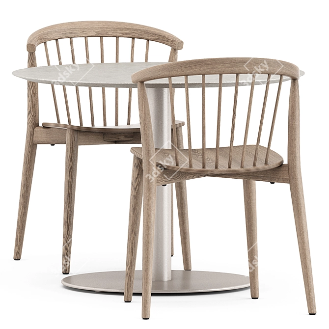 Modern Newood Chairs & Elegant T-table 3D model image 3