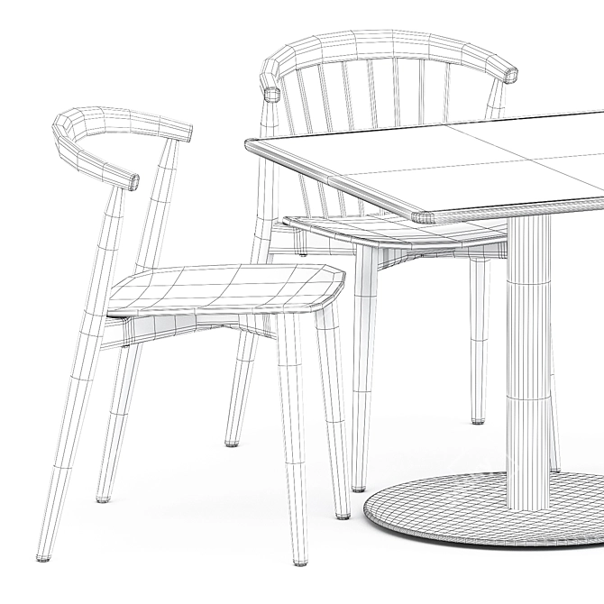 Modern Newood Chairs & Elegant T-table 3D model image 5