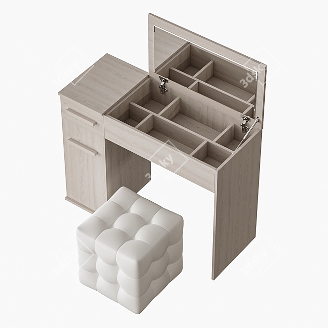 Bauhaus Hoff Dressing Table & Ruby Pouf 3D model image 3