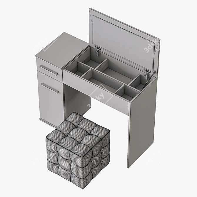 Bauhaus Hoff Dressing Table & Ruby Pouf 3D model image 5
