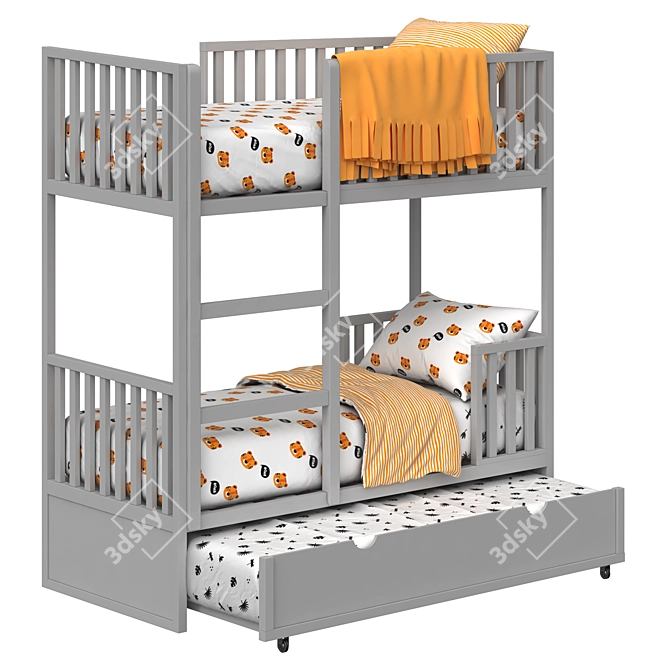 Benliche Bunk Bed: Stylish and Space-Saving Design 3D model image 1