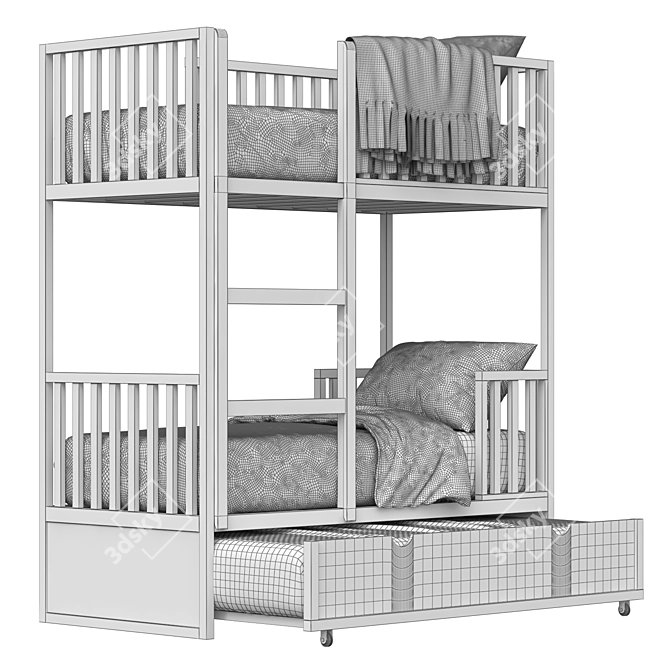 Benliche Bunk Bed: Stylish and Space-Saving Design 3D model image 4
