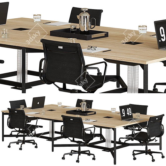 Sleek Modern Conference Table 3D model image 1