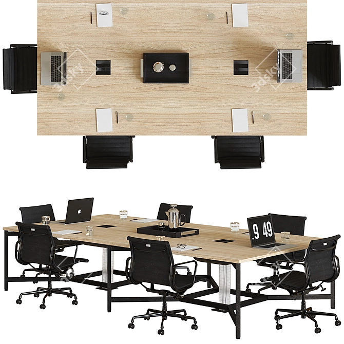 Sleek Modern Conference Table 3D model image 3