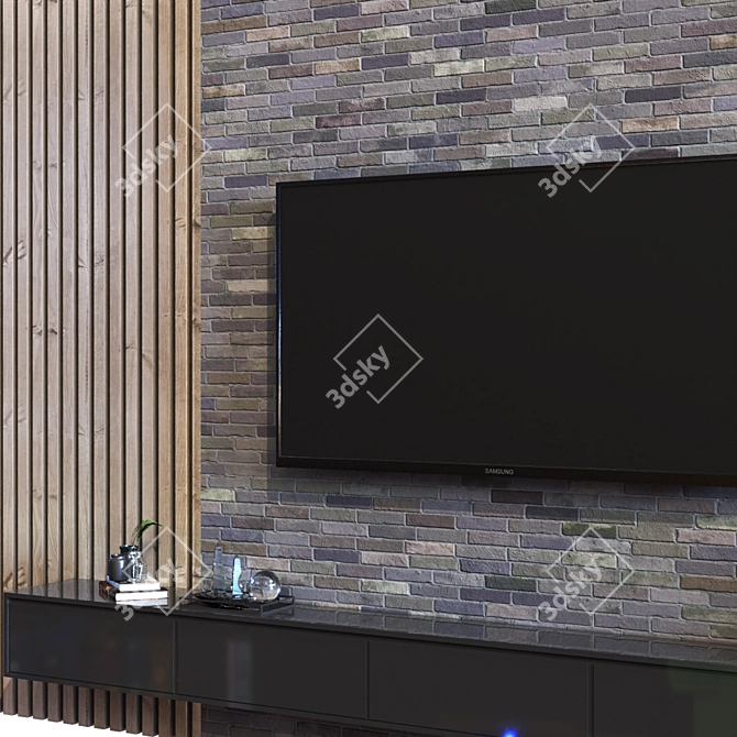 Sleek TV Wall Set 017 3D model image 4