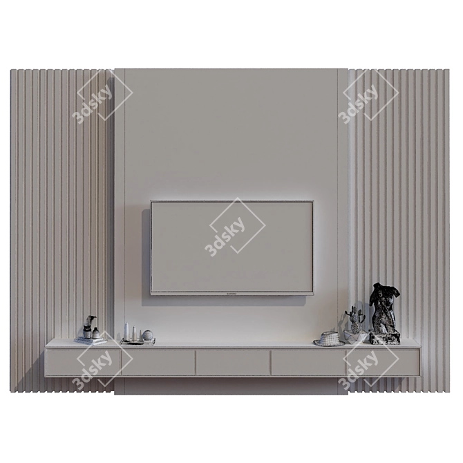 Sleek TV Wall Set 017 3D model image 6