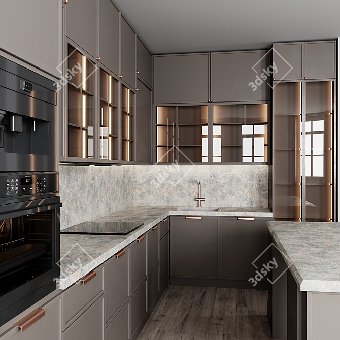 Modern Kitchen 3D Model 3D model image 2