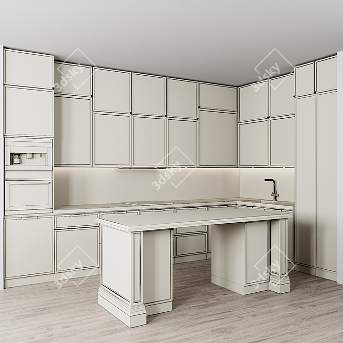 Modern Kitchen 3D Model 3D model image 4