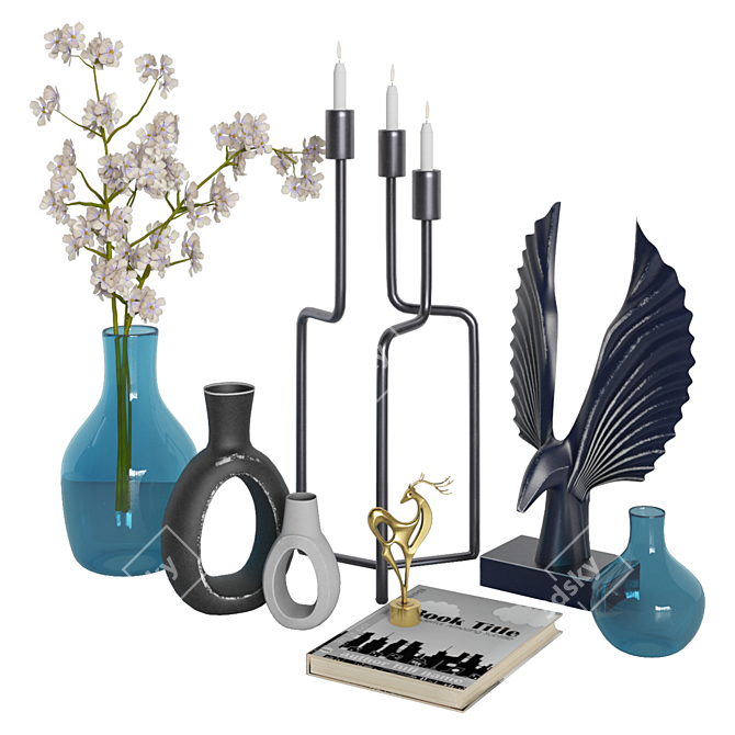  Elegant 25-Piece Decorative Set 3D model image 5