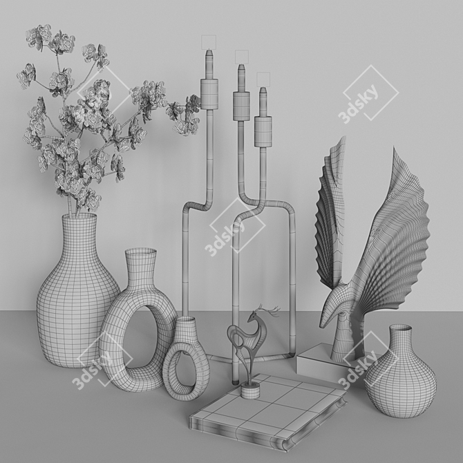  Elegant 25-Piece Decorative Set 3D model image 4